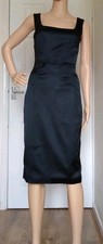 Dolce & Gabbana Black Stretch Fitted Satin Sleeveless Dress, Size It 40, UK S.