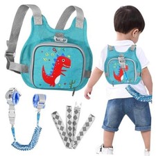 Toddler Harness Leash Anti Lost Wrist Link, Dinosaur Baby Lake Blue/Dinosaur