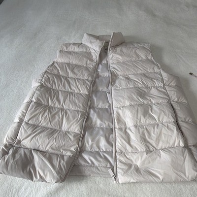 Women's Aspen Down Puffer Vest Sz L Cream Beige Lightweight Packable