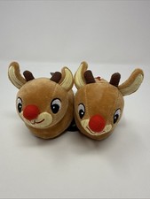 Rudolph The Red Nosed Reindeer Bioworld Reindeer Christmas Slippers Kid s 3 NEW