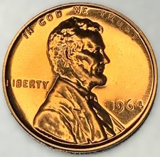 1964 Proof Lincoln Cent GEM RED Brilliant Proof 1c Coin &ndash; Nice Mirror Surfaces