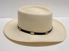 Stetson Royal Flush Straw Shantung Panama Hat Vintage Made In USA, 6 7/8