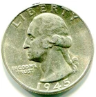 1945 Silver Washington Quarter !! AU