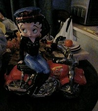 Betty Boop - 14&rdquo; x 14&rdquo; x7&rdquo; Cookie Jar - &ldquo;Biker&rdquo; - Clay Art - 2000 - South San Fr