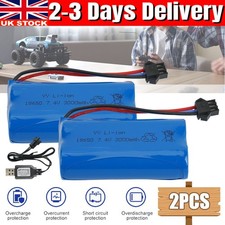 2x Li-Ion Battery 7.4V 3000mAh SM-3P Plug Rechargeable for RC Car Boat Truck