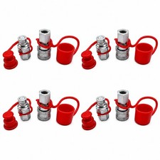 4 set 1/4" NPT Flat Face Hydraulic Quick Connect Coupler Set w/ Dust Caps