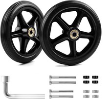 2 Pack 6 Inch Rubber Wheelchair Wheels for Walkers, Rollators, Wheelchairs,Du...