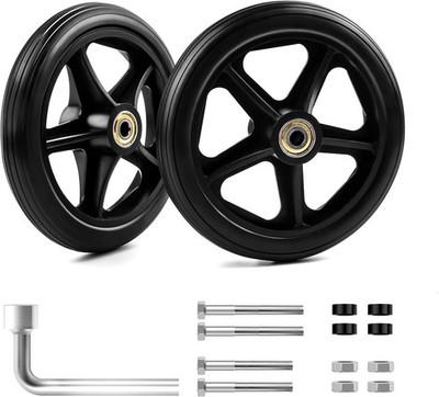 2 Pack 6 Inch Rubber Wheelchair Wheels for Walkers, Rollators, Wheelchairs,Du...
