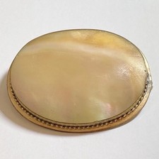 Vintage Gold Filled Abalone Mother Of Pearl Shell Brooch Pin