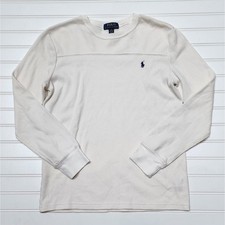 Polo Ralph Lauren Boys Cream Waffle-Knit Cotton Long Sleeve Shirt