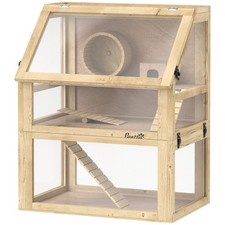 Tiered Wooden Cage for Hamsters 24x16x29.5 Removable Bottom Toys Included