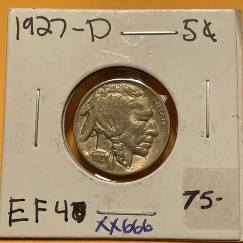RARE DATE 1927 D BUFFALO NICKEL In EXTRA  FINE++CONDITION VERY RARE COIN   XX666