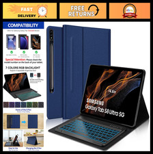 14.6" Tablet Keyboard Case with Backlit Bluetooth, Magnetic Detachable Folio, Au