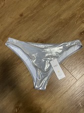 Marks & Spencer Silver  ‘High Leg Brazilian’  Bikini Bottoms Size 14 NEW