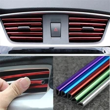 10 X Car Interior Air Conditioner Air Outlet Vent Decoration Bright Strip Cover