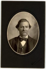 Cabinet Card Circa 1890s Elcar Old Man with Mustache In Suit Huntington IN