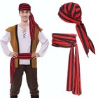 Pirate Costume Accessories, Medieval Costume Bandana Headscarf Sash Belt for Men