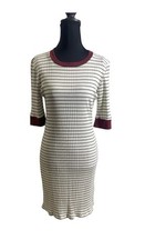 Women’s Joie Tralena Striped Rib Knit Body Con Dress Size Medium Crew Neck