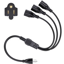 3 Way 3 Prong 1 to 3 Outlet Power Splitter 3 Plug 16AWG 1625W 13A SJTW Power ...