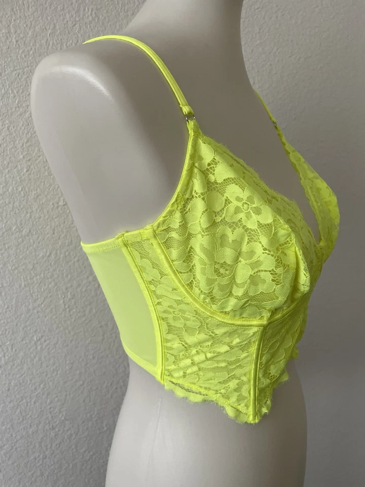Sujetador Cosabella Mujer Talla 36C Bustier Floral Encaje Semi Transparente Amarillo Lencería Italia Foto 4 de 4