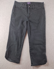 NYDJ Women's Jeans Sz 4 Black Lift Tuck Crop Straight Stretch Mid Rise 20" Denim