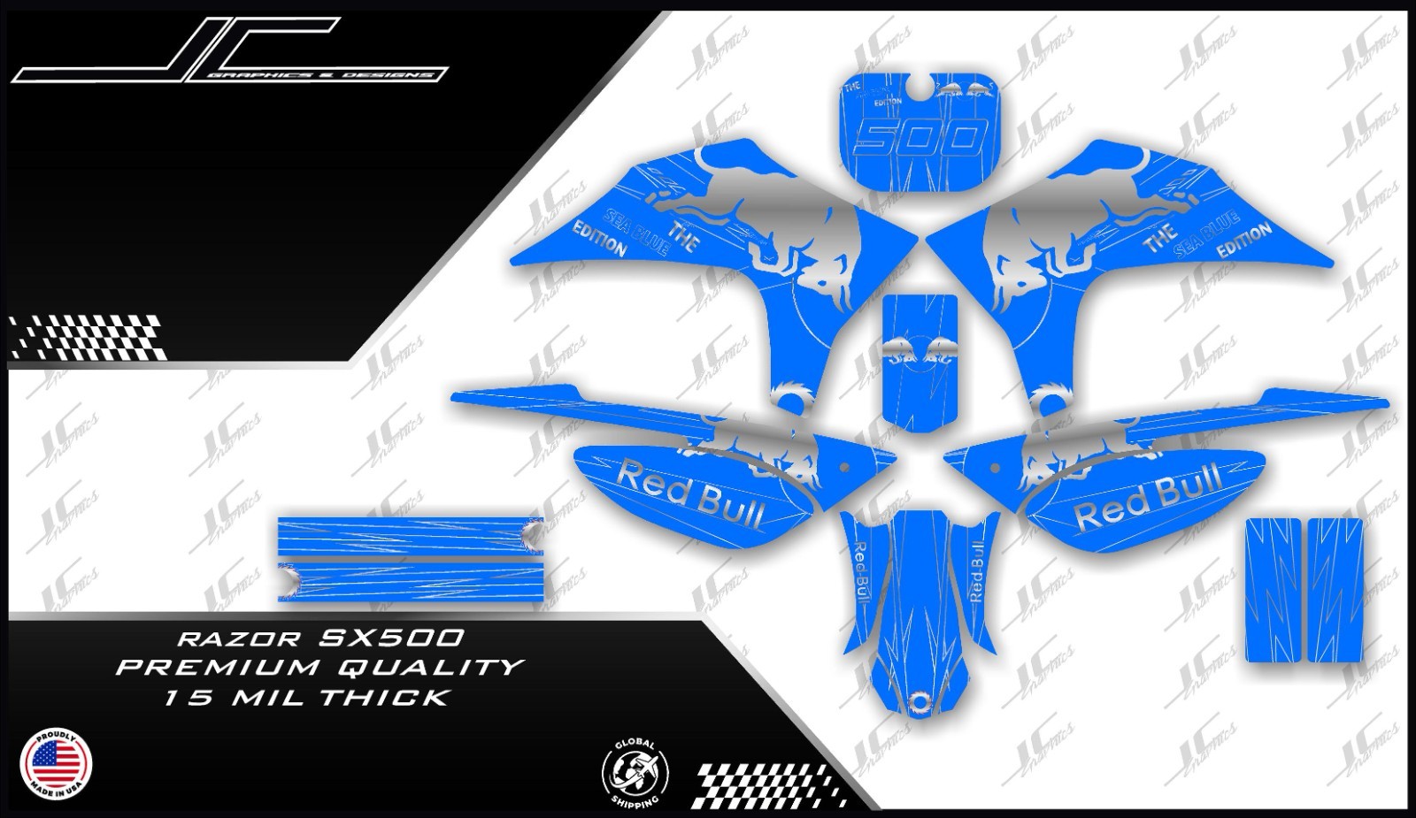 Razor SX500 graphics kit decals THICK AND HIGH GLOSS 