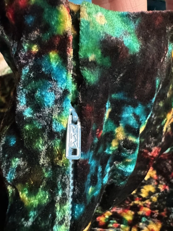 VTG 1950s Women’s Chinese Inspired Maxi Dress Psychedelic crushed velvet Size XS - Image 3 of 4