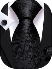 Men Tie Set Floral Paisley Silk Necktie Pocket Square Cufflinks Formal Wedding P