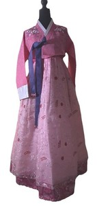 Korean Hanbok 3-tiered floral embroidery skirt Korea Handmade