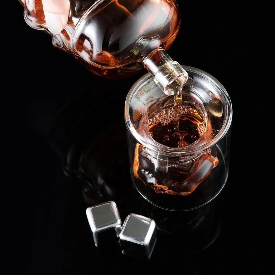 Set Decantador De Whisky Con 4 Vasos, Hielos, Pinzas Y Embudo, Regalos NUEVO EE. UU. Foto 4 de 4