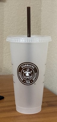 Starbucks First Store PIKE PLACE Reusable Cold Cup W/Lid & Straw 24oz