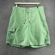 Polo Ralph Lauren Swim Trunks Men Size Large Green Drawstrings Mesh Lined Summer