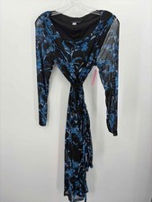 Pre-Owned Tommy Hilfiger Black Size 10 Floral Bodycon Midi Long Sleeve Dress