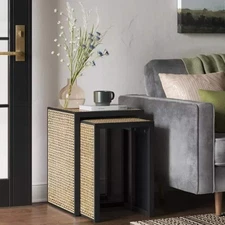 Nesting Accent Table Black/Natural (FA) - Threshold: Square Wood Composite End T