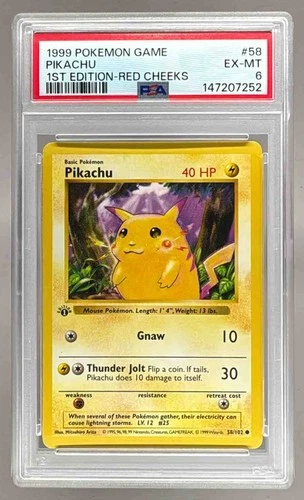 1999 Pokemon 1st Edition 58 Pikachu Red Cheeks PSA 6 147207252