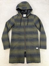 Kavu Parka Jacket Plaid Hooded Long Coat Full Zip Quilt Lined Green Womens Xs