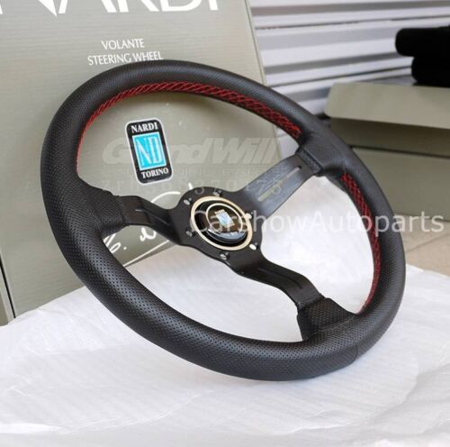 NARDI 330mm 13' Perforated Leather Mid-deep 50mm 2' Racing Sport Steering Wheel - Picture 5 of 14