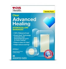 CVS Health Adv Healing Hydrocolloid Bandages, Clear Variety Pack, 20 Count