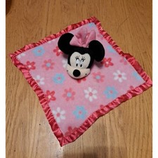 Minnie mouse pink satin trim Lovey security plush