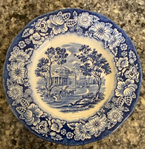 Vintage Staffordshire Liberty Blue Monticello Bread/Butter Plate England 6"