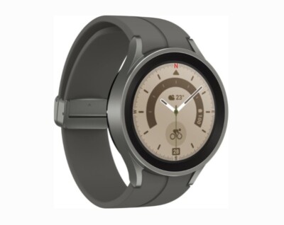 Samsung Galaxy Watch5 Pro 45mm Titangehäuse mit Sportarmband in Gray Titanium...