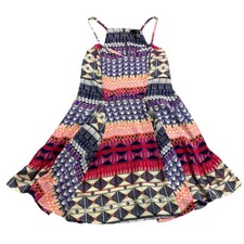 Aqua Womens Dress Size Large Multicolour Geometric Pattern Sleeveless Zip Up