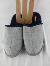 LEVIS Gray XL 11-12 MEMORY FOAM SHERPA FAUX SUEDE SLIP ON SLIPPERS