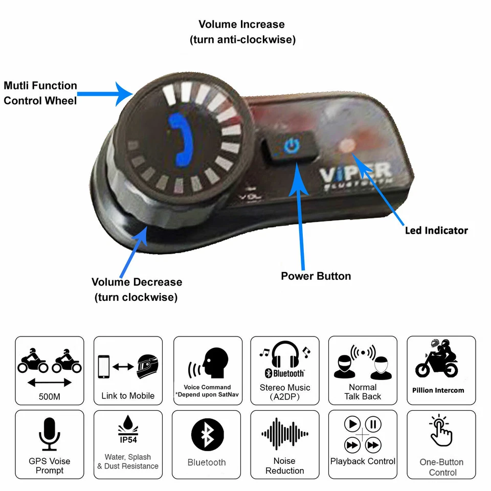 Casco Moto Blinc Bluetooth Casco de Moto Flip Up Casco ECE ACU DVS ViPER RSV171 - Imagen 3 de 4