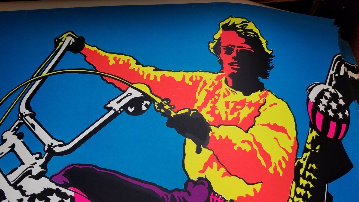EASY RIDER VINTAGE 1970 MOTORCYCLE BLACKLIGHT POSTER Peter EASY RIDER VINTAGE 1970 MOTORCYCLE BLACKLIGHT POSTER Peter