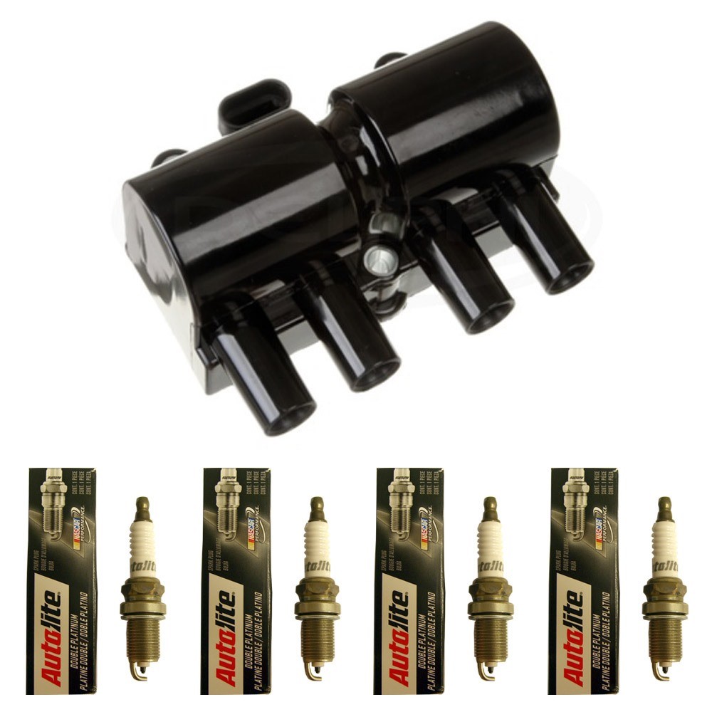1 Delphi GN10296 Ignition Coil  4 AutoLite APP5224 Spark Plugs for Daewoo