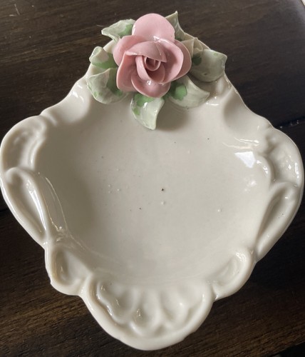 2 Vintage White Porcelain With Rose Dresden Germany - Picture 3 of 5