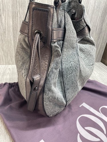 Kooba Gray Slouchy Leather Hobo Shoulder Bag Large Purse Zippers pretty VGC Prin - Picture 12 of 21