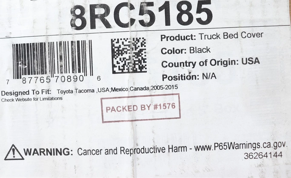 NUEVA cubierta enrollable Weathertech para plataforma de camioneta de 5' 8RC5185 para Toyota Tacoma 2005-2015 Foto 2 de 4