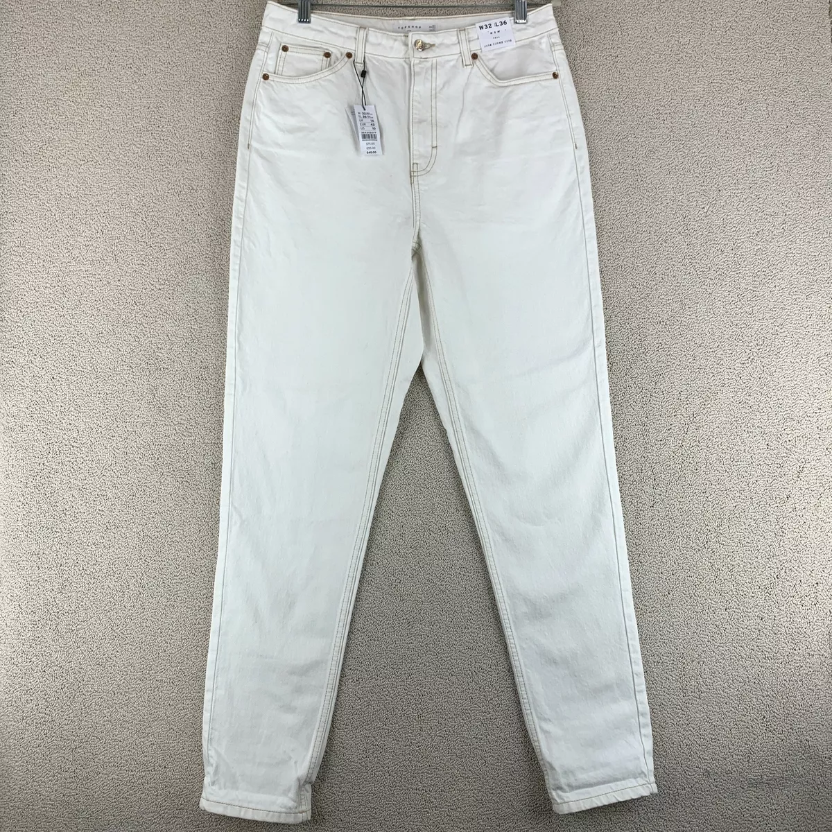 NWT Topshop Mom Jeans Women's W32 L36 Tall White High Rise 5